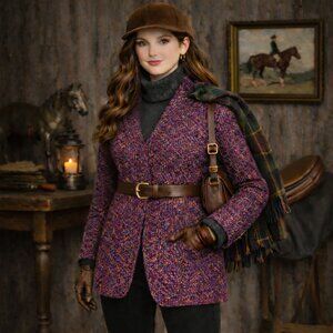 New Veronica Beard Crispin Metallic Tweed Oversized Blazer Coat 8 Contemporary